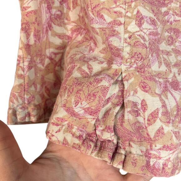 Christopher & Banks Vintage Floral Pink Collared Floral Tanks Pink Buttons - Picture 4 of 5